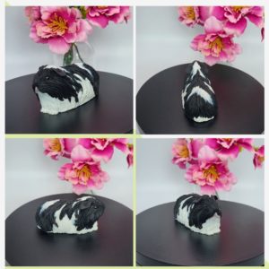 Black & white long hair guinea pig sculpture