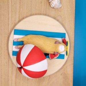 Beach ready Summer Guinea Pig Sculpture , made of polymer clay.