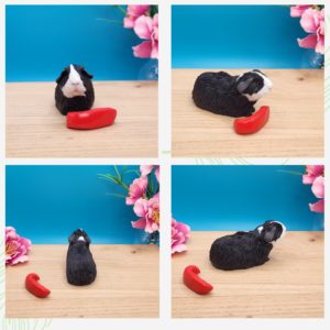Personalised, black and white Guinea Pig Figurine